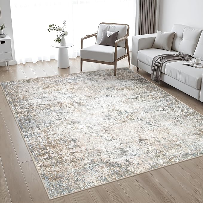 4x4 Area Rug Living Room Rug: Washable Modern Abstract Soft Thin Rug Indoor - Image 2