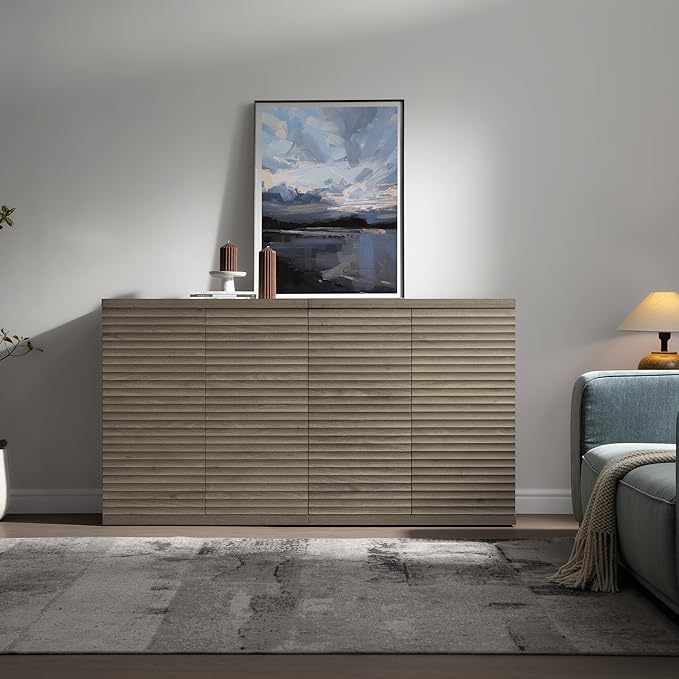 SICOTAS Buffet Cabinet with Storage Accent Sideboard Modern Credenza with Doors - Image 2