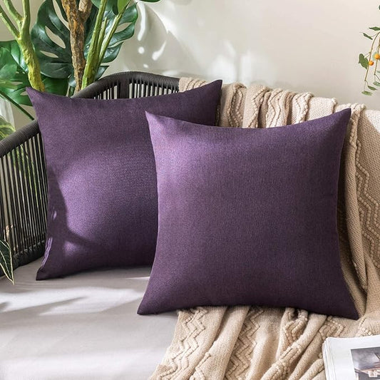MIULEE Pack of 2 Decorative Outdoor Solid Waterproof Throw Pillow Covers Faux by MIULEE