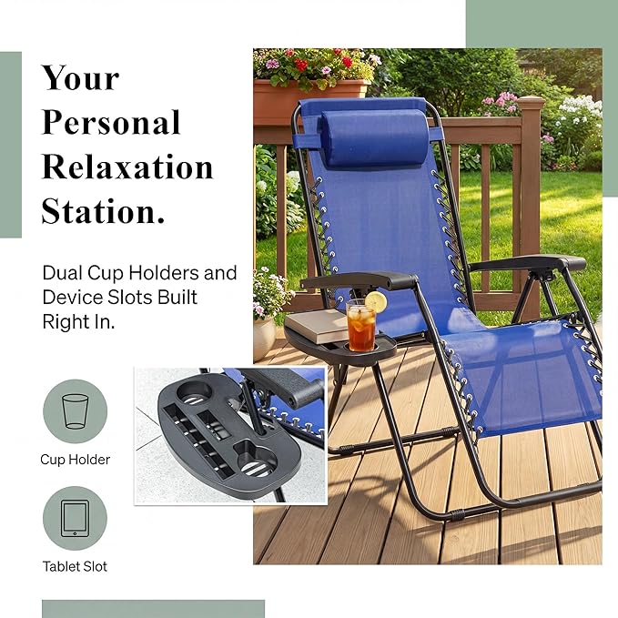 Devoko Padded Zero Gravity Chair, Foldable Anti Gravity Recliner - Image 6