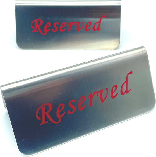 Metal Place Cards Stackable Tent Style Table Numbers,Place Card Holders for TRPG Wedding Party Restaurants Cafes Bars Gatherings Meeting Room Board Games (Red, Large Reserved 2pcs)