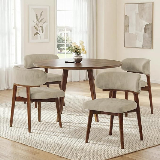 Dining Chairs Set of 4, Modern Upholstered Dining Chairs, Wooden Kitchen Chairs by GRUSIGN