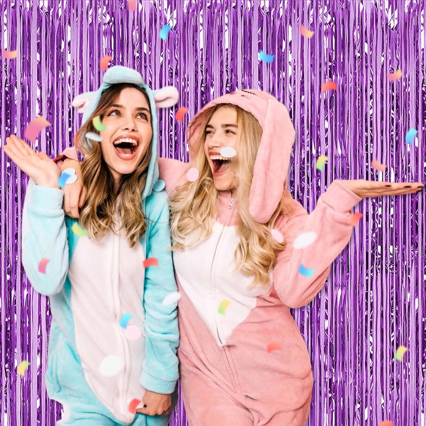 6 Pack Light Purple Foil Fringe Curtains Backdrop, 3.28 x 8.2 Ft Metallic Streamers Tinsel Curtains Background for Photo Booth, Birthday, Weddings, Carnivals, Graduation, Themed Party Decorations