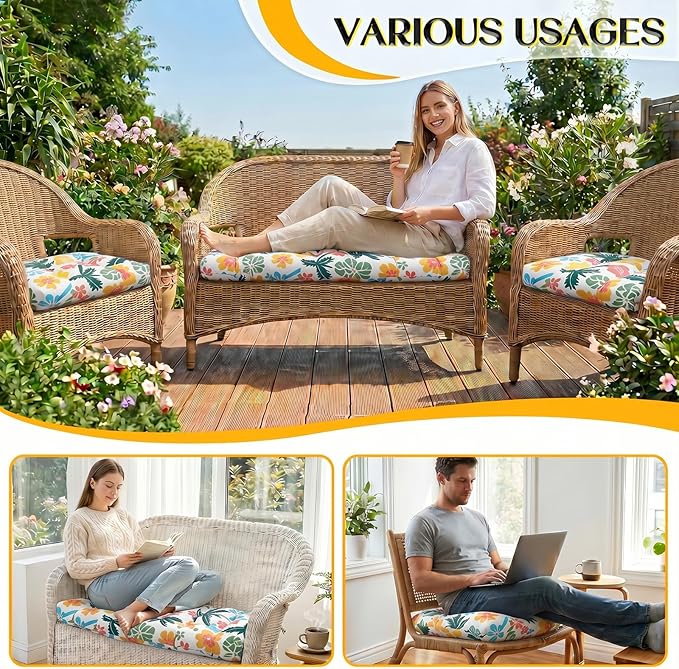 1 MIDDLE ONE Wicker Chair Cushions 3 Pieces Set - Image 7