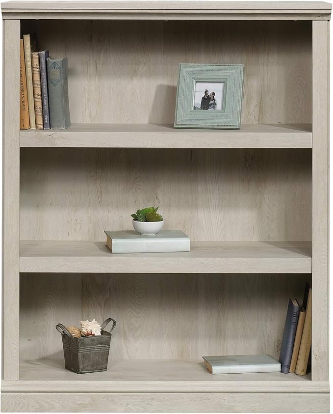 Sauder Miscellaneous Storage 3-Shelf Bookcase/ book shelf, Chalked Chestnut - Image 9