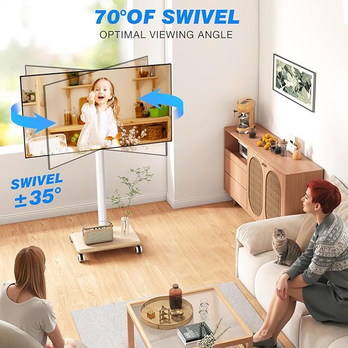 Rfiver Rolling TV Stand for 32 to 55 60 Inch TVs up to 88lbs, Height Adjustable - Image 5