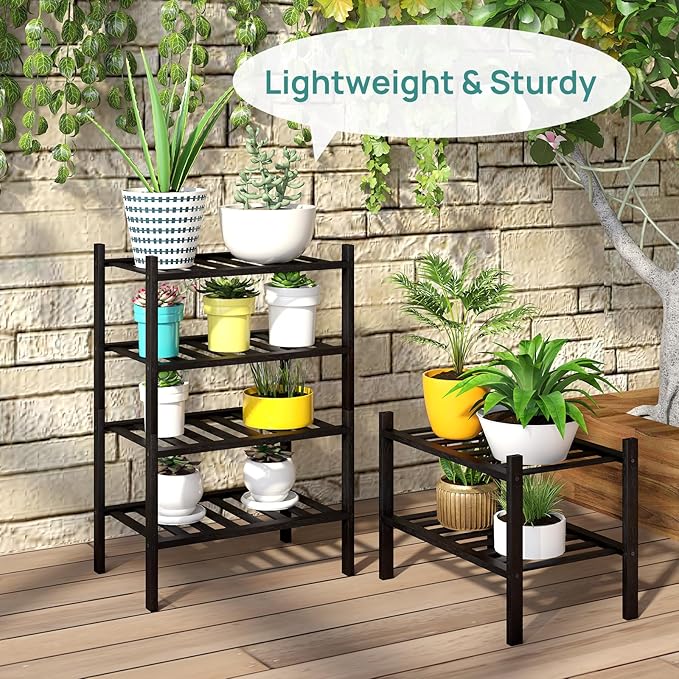 viewcare Black Small Shoe Rack for Entryway, 4-Tier Bamboo Shoe Organizer for - Image 6