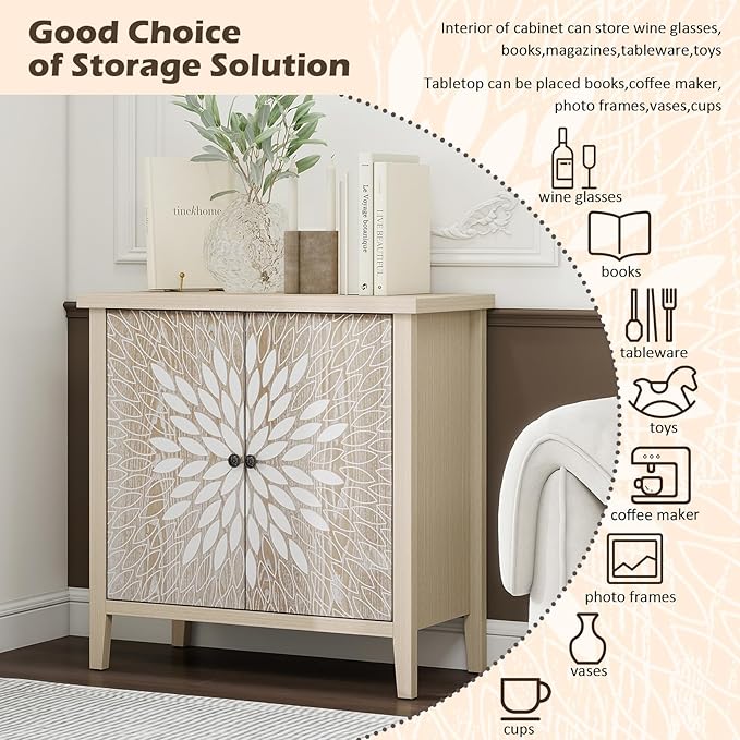2-Door Carved Modern Storage Cabinet - Image 4