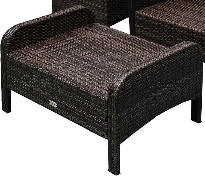 Outsunny 5 Pieces Rattan Wicker Lounge Chair Outdoor Patio Conversation Set - Image 8