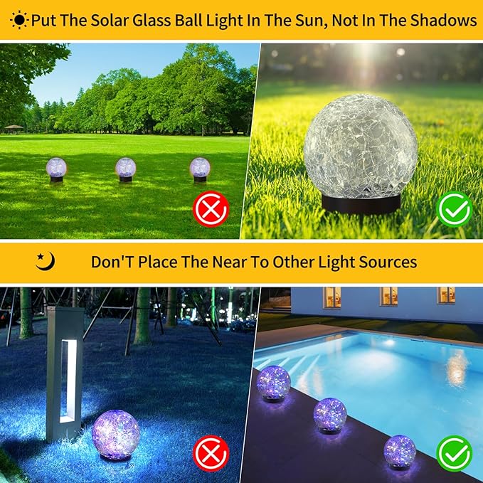 JKIMK Solar Globe Lights Outdoor Waterproof-Solar Balls - Image 3