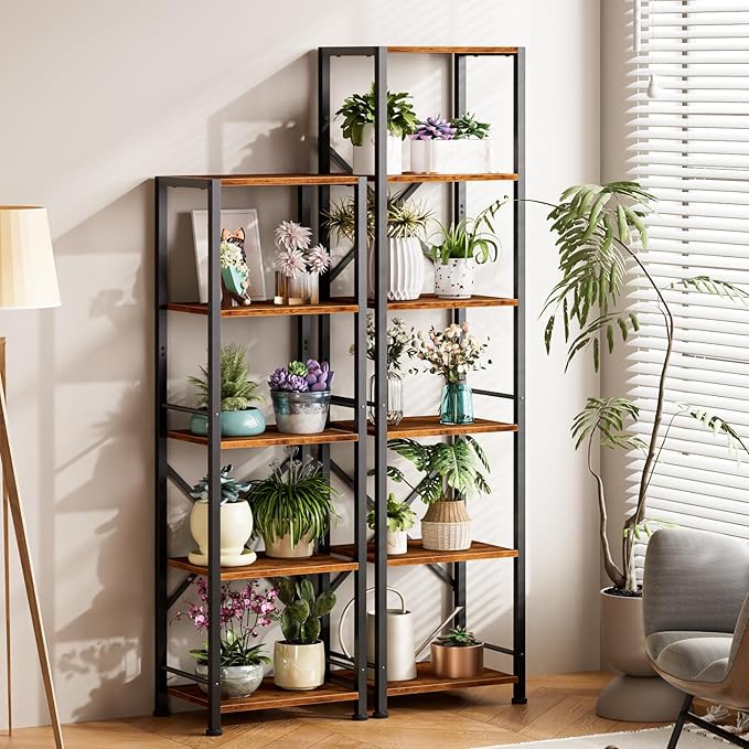 Furologee 6 Tier Tall Bookshelf, Industrial Narrow Bookcase, Display Standing - Image 5