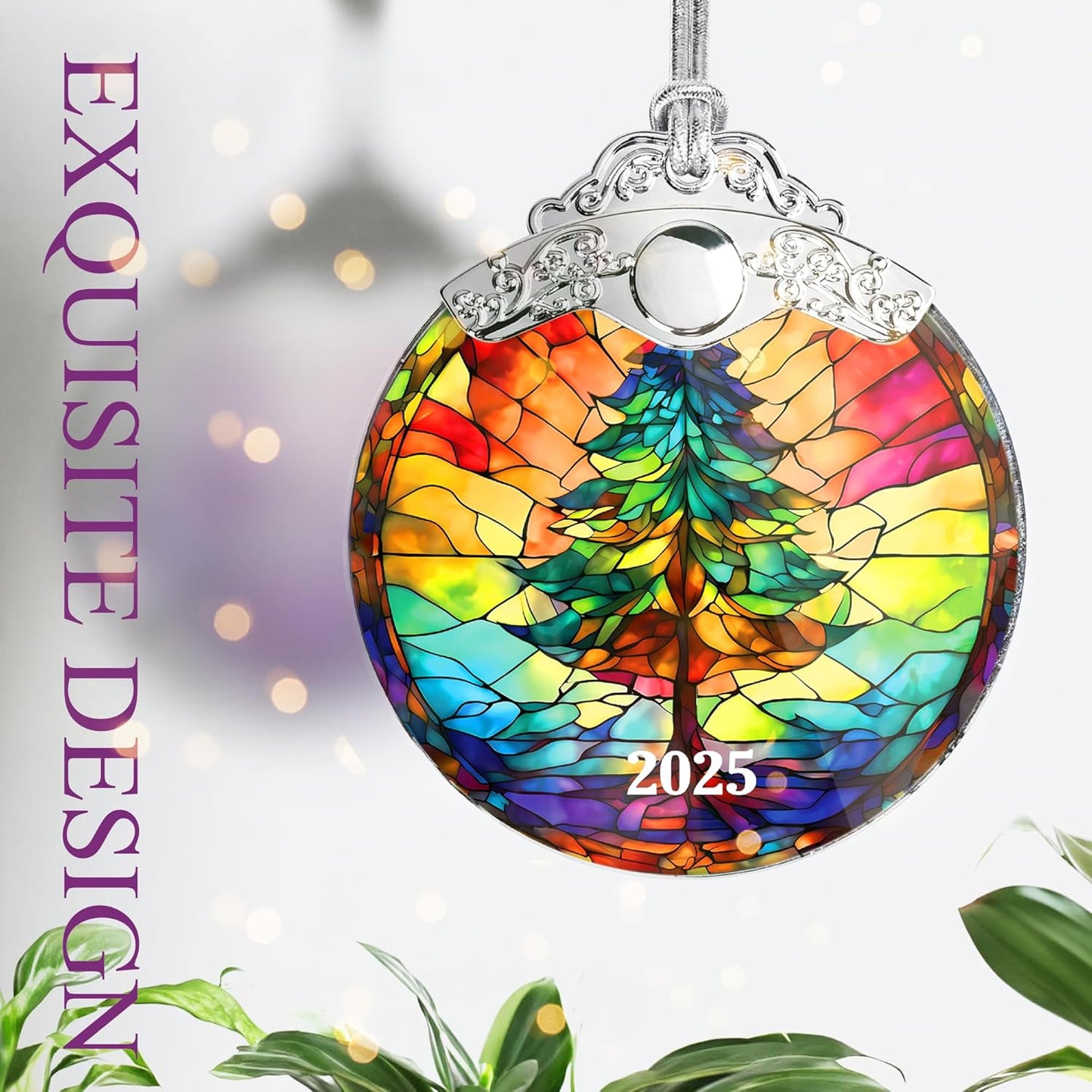 Christmas Tree Ornaments, Stained Glass Effect, 4 Inch Acrylic Ornament, White Elephant Gifts, Holiday Decor, Christmas Ornament 2025, Gag Gifts Funny Adult, Xmas Decorations