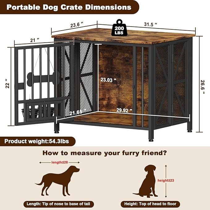 Easycom Dog Crate Furniture, 31.5" Assembly-Free Dog Crates - Image 7