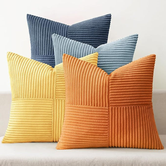 MIULEE Summer Yellow Blue Decorative Throw Pillow Covers 20x20 Inch Set of 4 by MIULEE