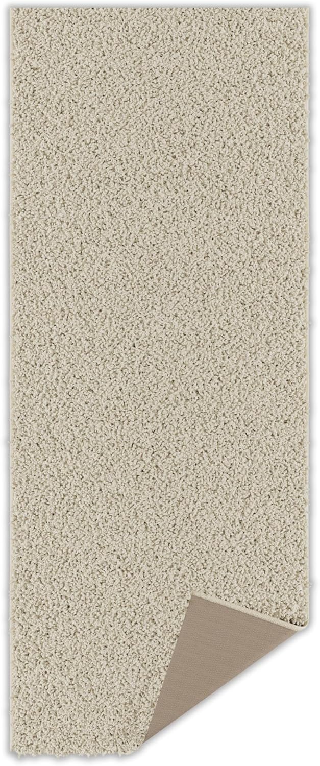 Ottomanson 3' x 20' Shaggy Runner Rug - Plush & Cozy Non-Slip Carpet for Bedroom, Living Room, Bathroom & Entryway - Durable & High-Traffic Friendly for Hallways & Dorms, Cream