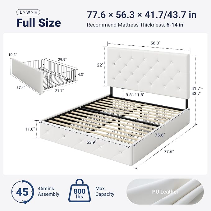 Allewie Upholstered Full Size Platform Bed Frame - Image 2