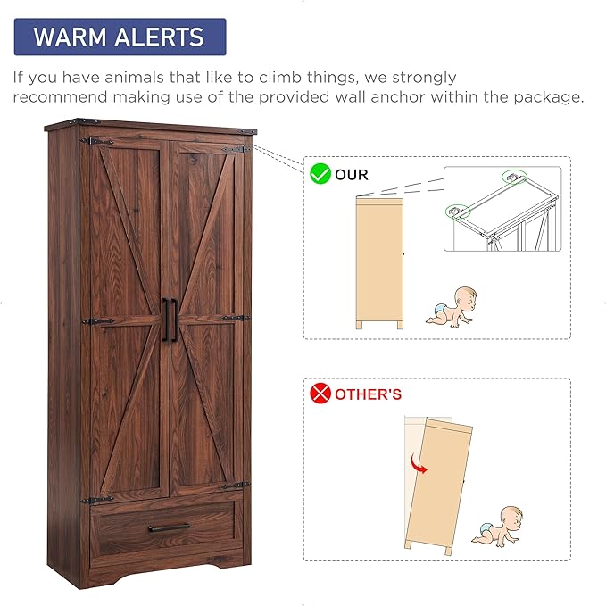 JXQTLINGMU Farmhouse Kitchen Pantry Cabinet - Image 7