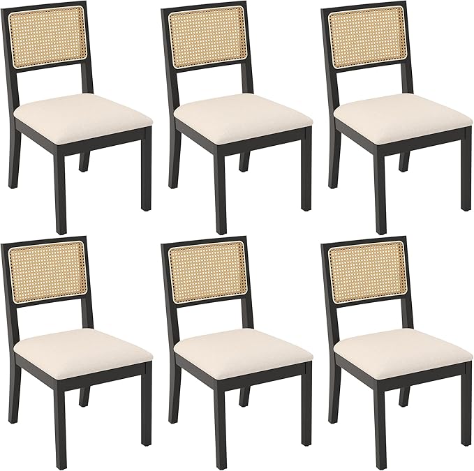 Westice Rattan Dining Chairs Set of 6, Farmhouse Natural Dining Room Chairs by ChairsforHomeLivingRoom