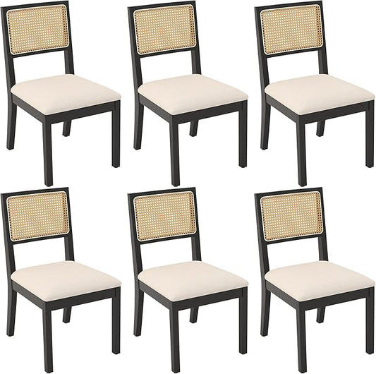 Westice Rattan Dining Chairs Set of 6, Farmhouse Natural Dining Room Chairs by ChairsforHomeLivingRoom