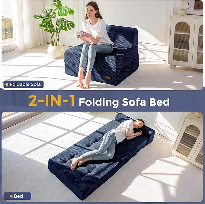 MAXYOYO 8" Folding Sofa Bed, Fold Out Chair Bed Sleeper Chair, Convertible - Image 3