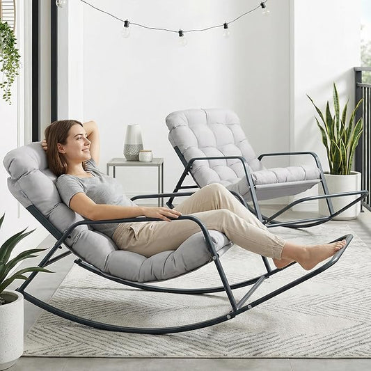 RADIATA 2pcs Rocking Lounge Chair, Indoor Outdoor Reclining Lounger by RADIATAPatioGardenFurniture