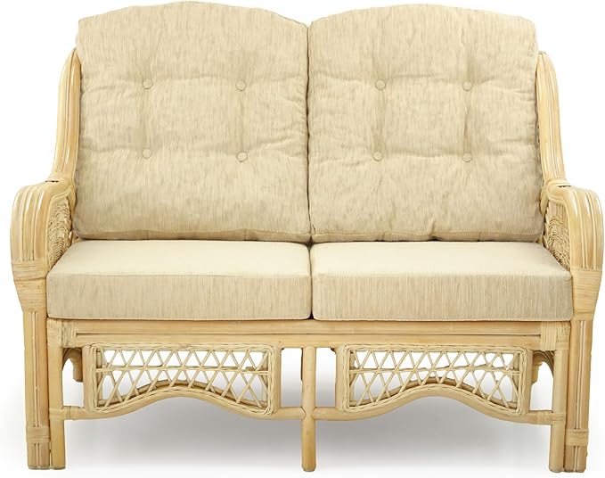 Malibu Lounge Loveseat Natural Color, Sofa Natural Rattan Wicker Handmade Design - Image 3