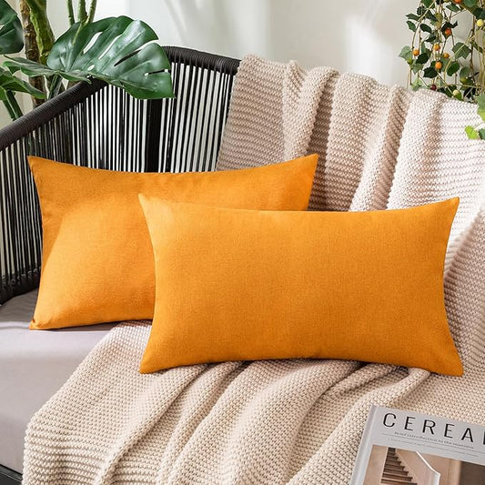 MIULEE Pack of 2 Decorative Outdoor Solid Waterproof Throw Pillow Covers Faux by MIULEE