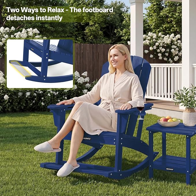 Outdoor Oversized Adirondack Rocking Chairs, All Weather HDPE Patio Rocking - Image 6