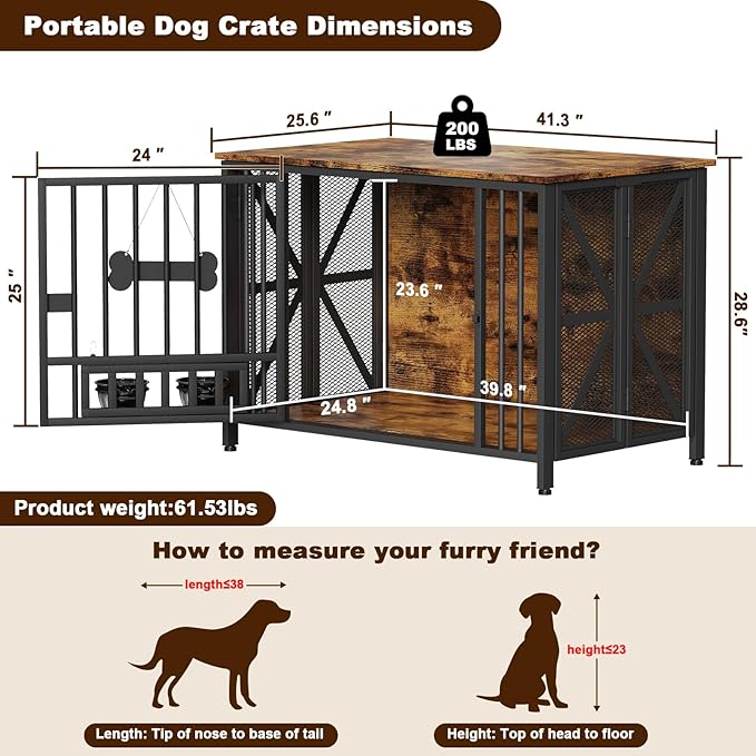 Easycom Foldable Large Dog Crate Furniture, 41.3" Assembly-Free Dog Crates - Image 6