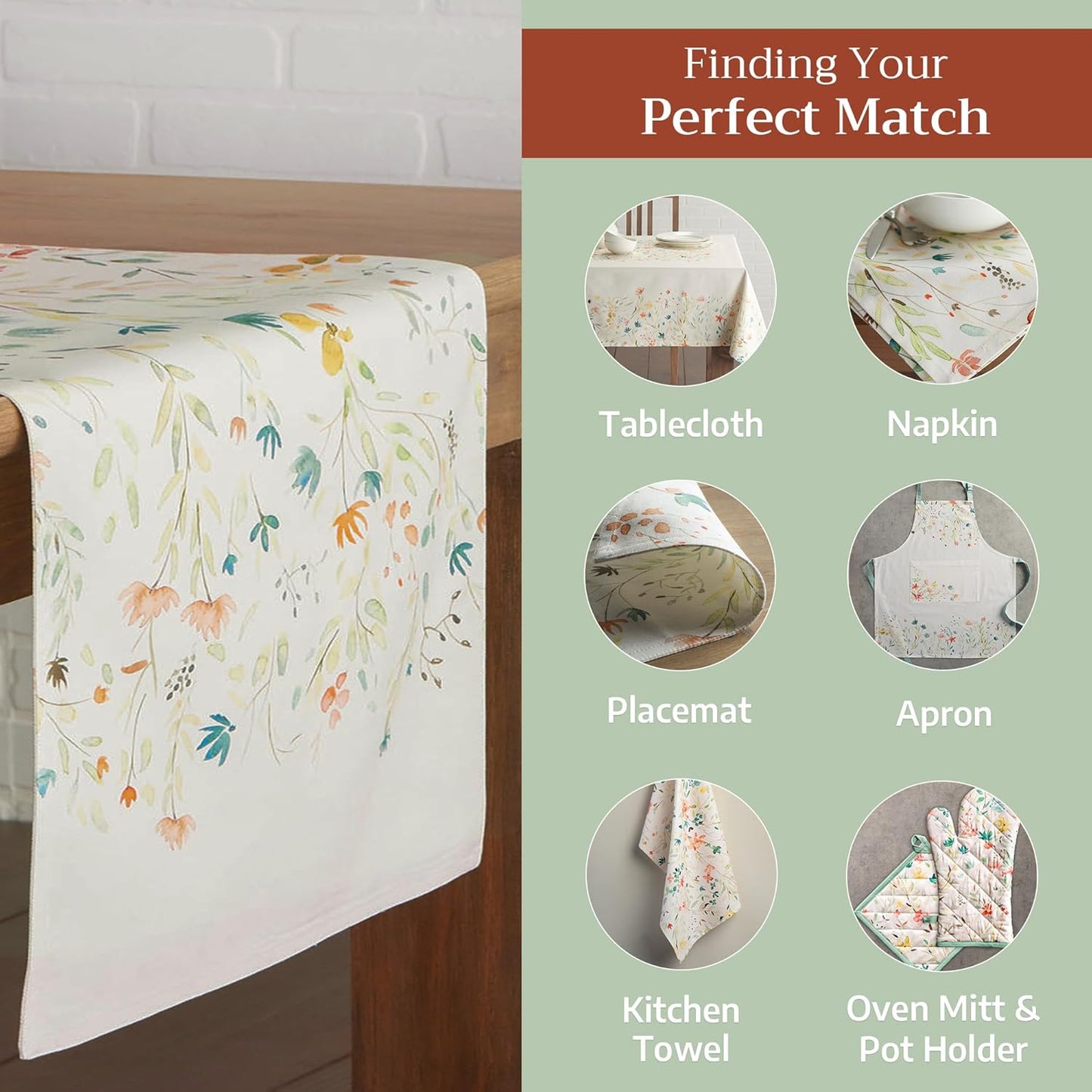 Maison d' Hermine Table runner 100% Cotton Double Layer Table Runners 72 inches long Decorative for Home Kitchen Dining Party Baby Shower Wedding Bridal Shower Spring Summer (Colmar, 14.50" x 72")