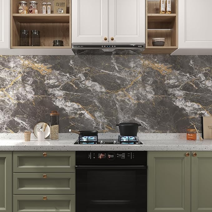 BAYYA Dark Grey/Gold Marble Contact Paper - Image 9