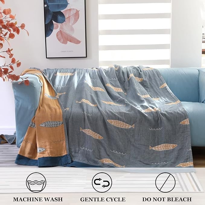 LUTBM Boho Throw Blanket for Bed 100% Cotton Ultra Soft Rustic Quilt Summer - Image 4