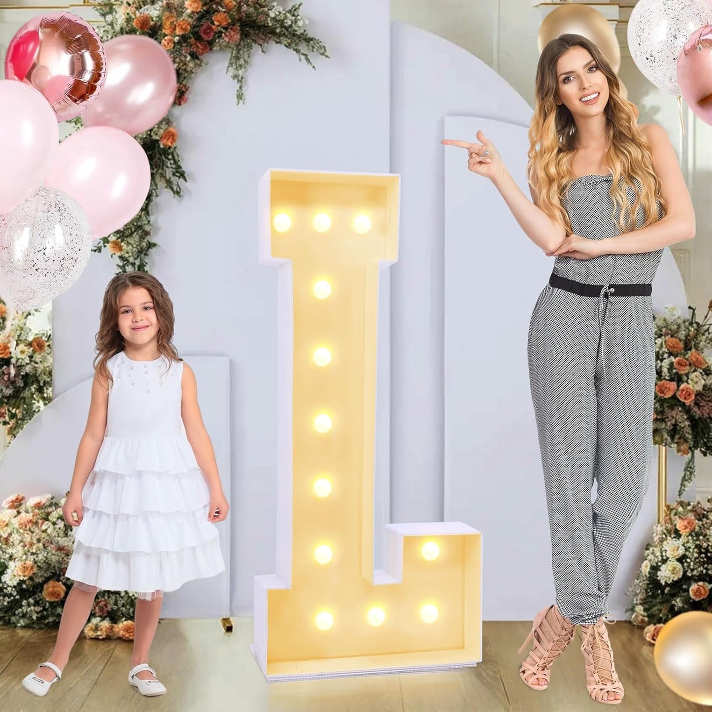 4ft Marquee for Letters L, Large Light up Letters, Will You Marry Me Sign Letters 4 Feet Tall for Party Decorations, Letter Balloons, Wedding Decor, Proposal Decorations (Letters L)