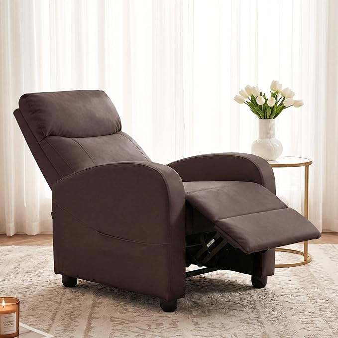 Sweetcrispy Recliner Chair PU Leather Recliner Sofa No Massage, Home Theater - Image 4