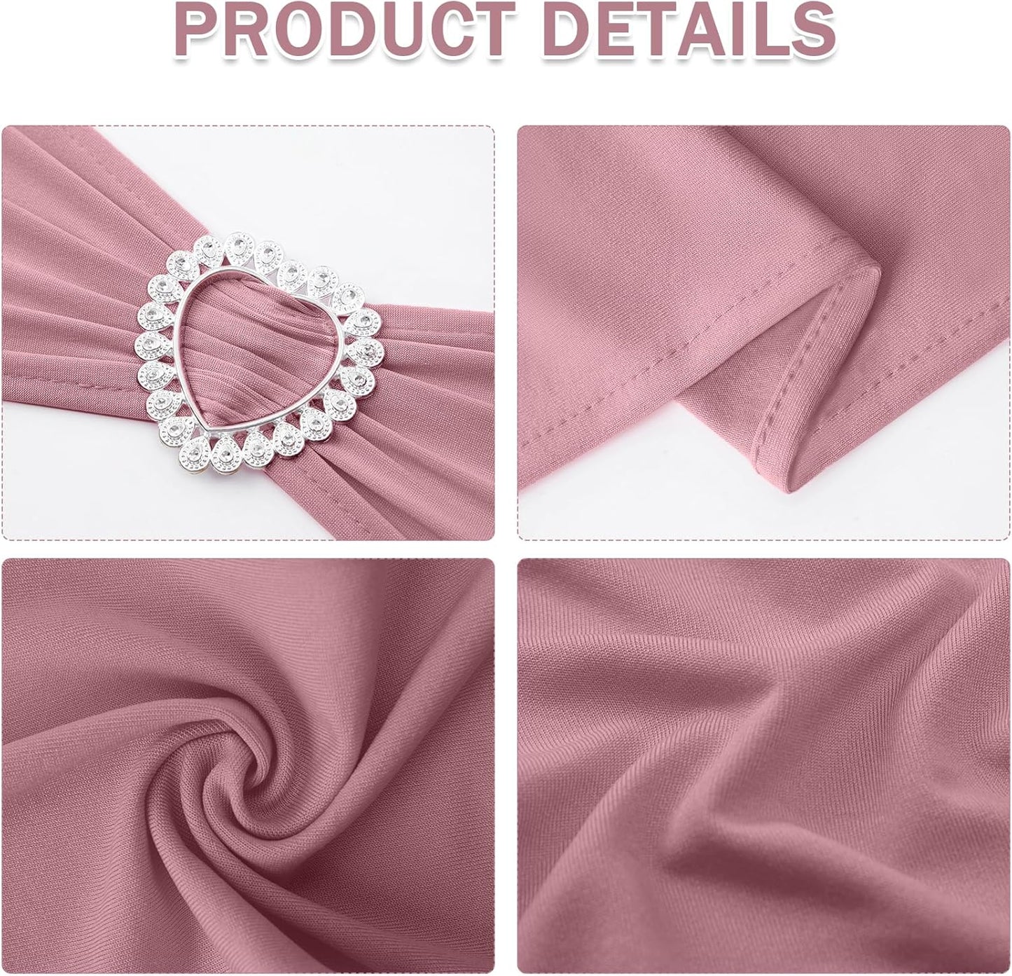 Howhic Pack of 30 Spandex Chair Sashes Bows Stretch Chair Cover Band with Buckle Slider Universal Elastic Chair Ties for Wedding Banquet Party Event Decoration (Dusty Pink)