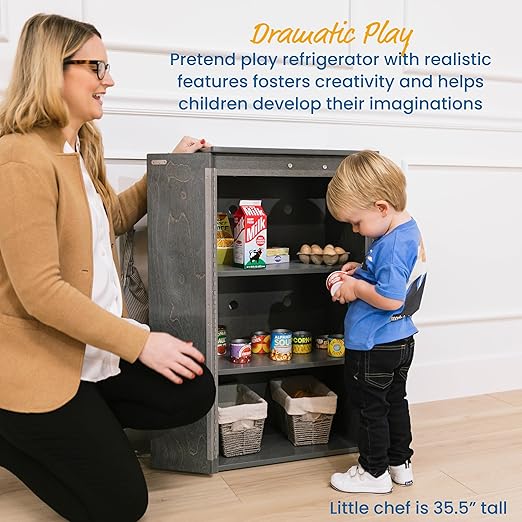 ECR4Kids Wooden Pretend Play Kitchen Refrigerator - Image 3