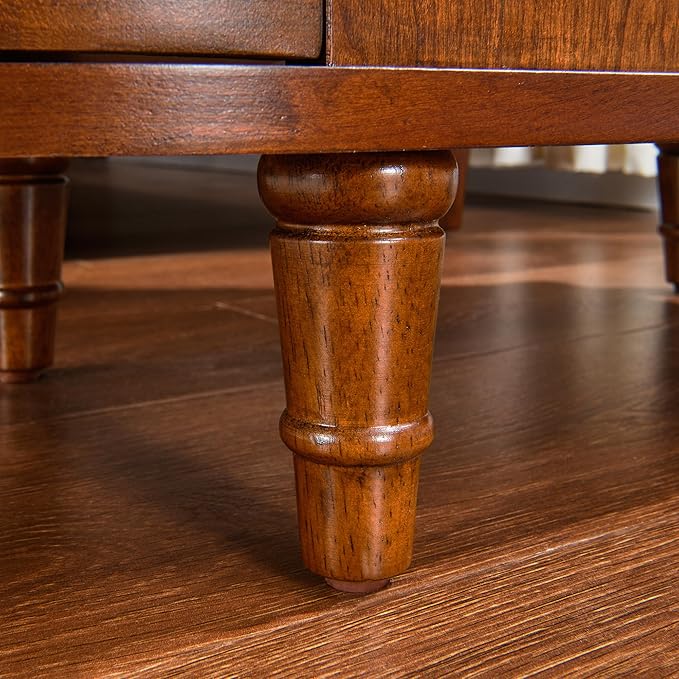 Slim End Table with 2 Storage Drawers, Retro Vintage Sofa Beside Table - Image 9