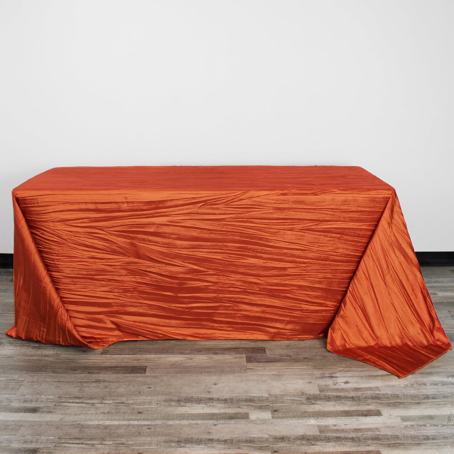YOUR CHAIR COVERS - 90 x 156 inch Rectangular Crinkle Taffeta Tablecloth - Terracotta, Rectangle Table Linens for 8 ft Rectangular Tables, Wedding Crushed Table Cloth