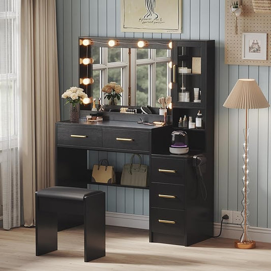 TOKSOM Makeup Vanity with Lights & Charging Station, Bedroom Makeup Dressing by TOKSOM