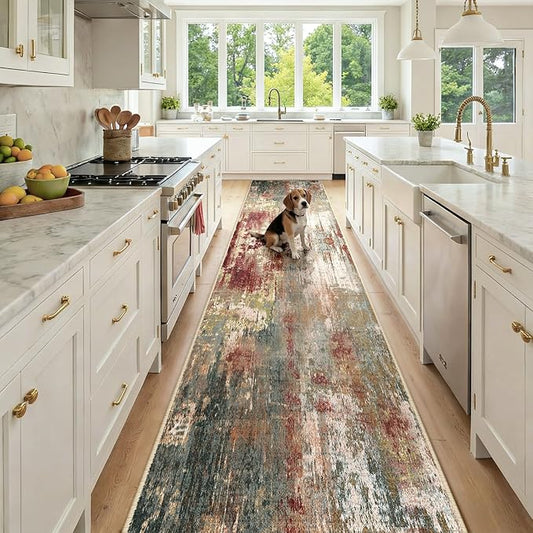 RELEANY Washable Area Rugs 2'6"x12 Non-Slip Modern Abstract Soft by RELEANY