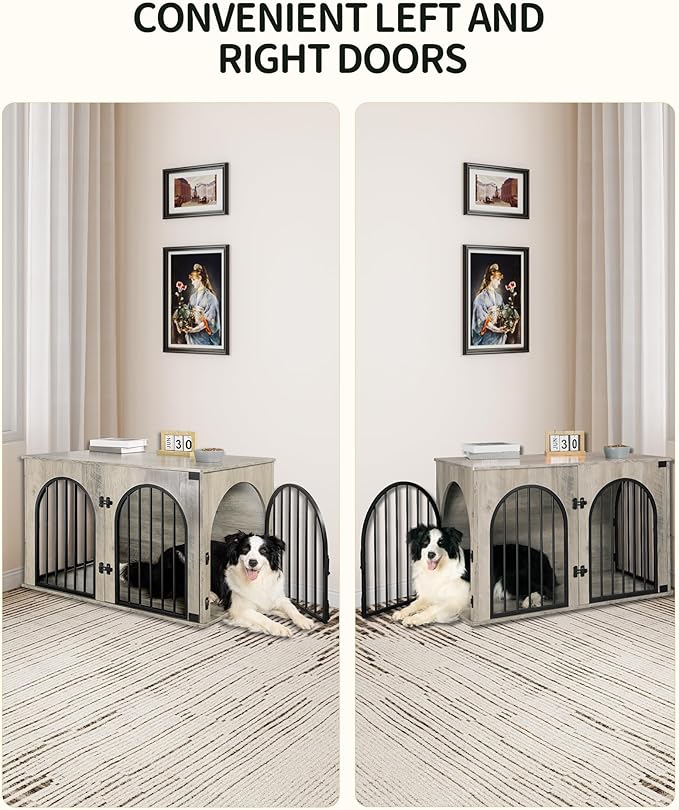 Hzuaneri 39.4" Wooden Dog Crate Furniture, Indoor Dog Kennel Dogs Cage - Image 5