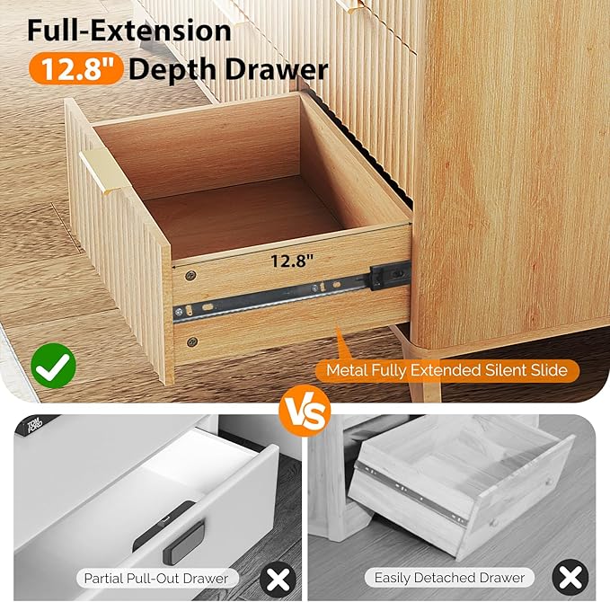 VINGLI Fluted Dresser for Bedroom, 6 Drawer Dresser - Image 5