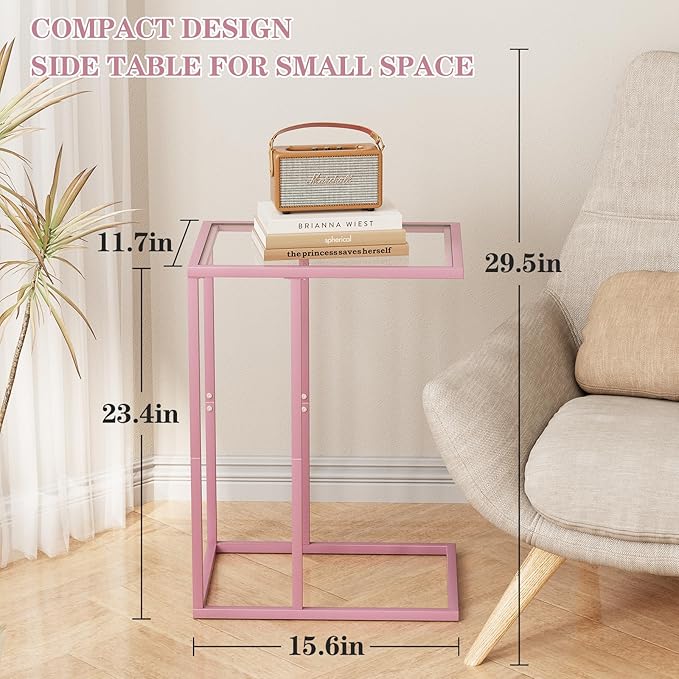 C Shaped End Table Set of 2, Small Side Couch Sofa Tables - Image 3