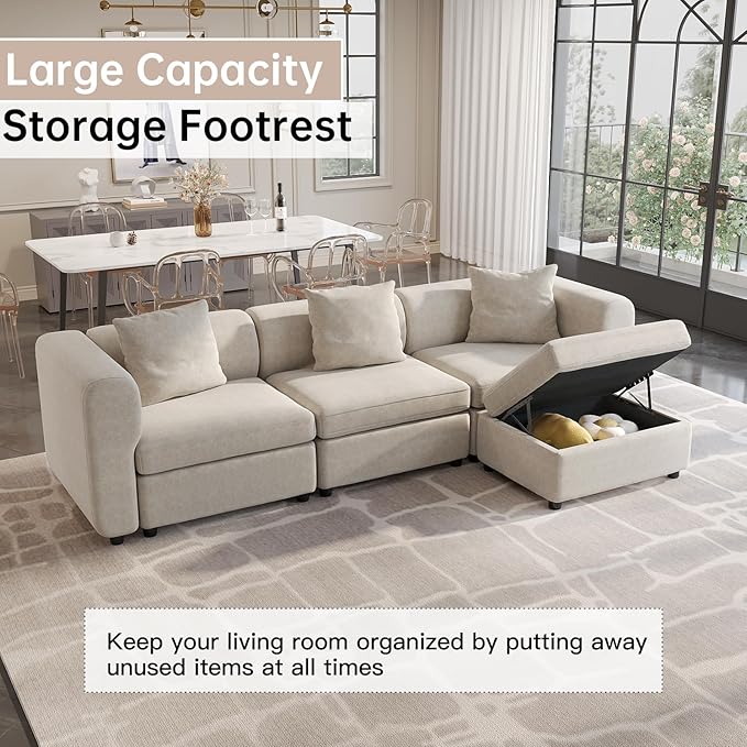 Guyii Velvet Sectional Sofa, 173.23" L Oversized 5-Seat Convertible Couch - Image 8