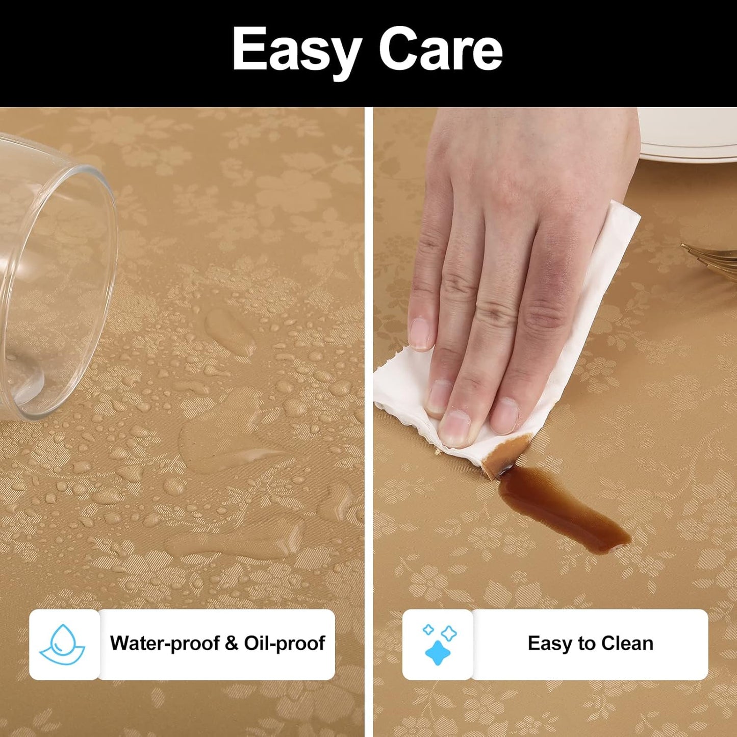 Smiry Rectangle Table Cloth, Waterproof Heavy Duty Vinyl Tablecloths, Wipeable Washable Table Cover for Kitchen and Dining Room (Brown, 60" X 102")