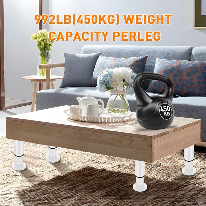 4 Pcs Adjustable Height Furniture Bed Support Legs 3.15-4.72 inch, Metal - Image 5