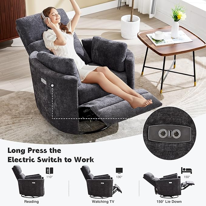 Power Recliner, Nursery Swivel Rocking Glider Chair - Image 6