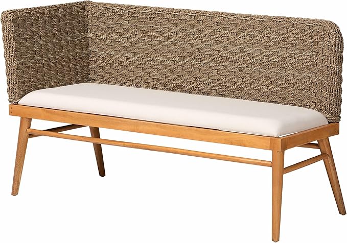 bali & pari Denver Modern Bohemian Natural Seagrass and Acacia Wood 5-Piece - Image 3