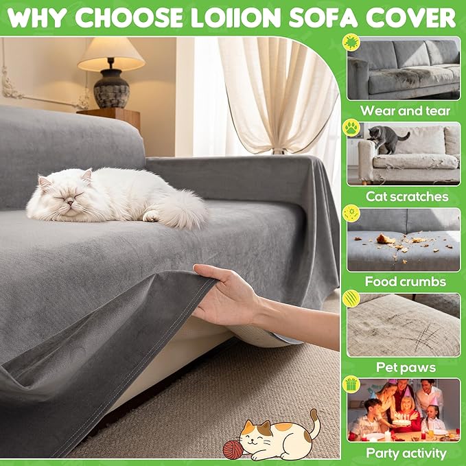 Couch Cover, Cat Scratch Resistant Sofa Cover, Waterproof Sofa Cover, Heavy - Image 8