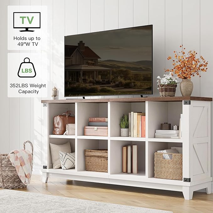 EnHomee 8-Cube Storage Organizer, Farmhouse Bookshelf, Display Shelf - Image 5